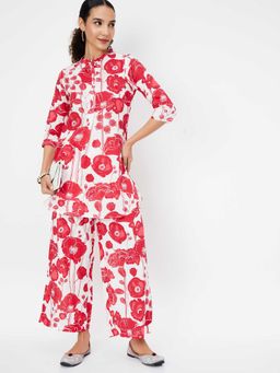 max - Women White Floral Printed Cotton Blend Co-Ord Set