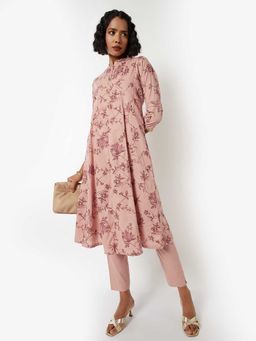 max - Women Pink Floral Print Kalidar Kurta with Pant