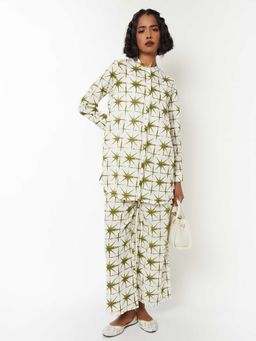 max - Women Cotton Blend Off White Printed Co-Ord Set