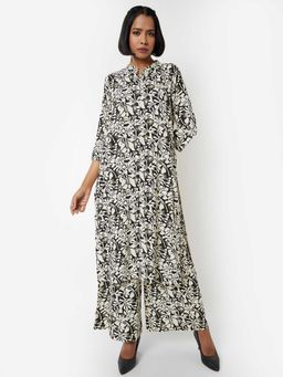 max - Women Off White Floral Print Straight Kurta with Palazzo