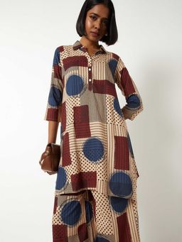 max - Women Brown Printed Straight Kurta with Palazzo