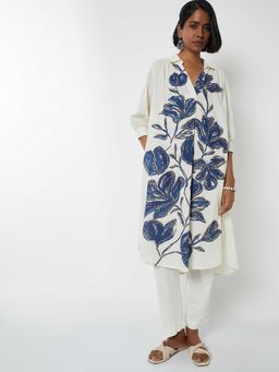 max - Women Off White Floral Printed A-Line Kurta with Pant