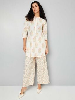 max - Women Off White Floral Print Straight Co-Ord Set