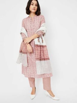 max - Women Pink Printed A-Line Kurta with Pant and Dupatta