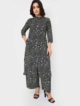 max - Women Black Printed Straight Kurta and Pant