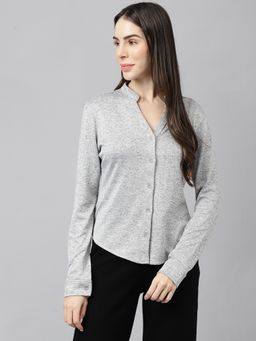 Xpose - Women Comfy Skinny Fit Casual Shirt -grey