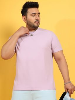 Instafab Plus - Men Lilac Basic Regular Fit T-Shirt
