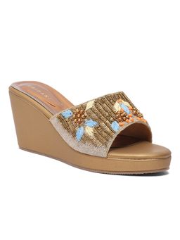 ERIDANI - Women Eshaana Antique Bronze Embellished Wedges