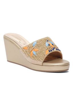 ERIDANI - Women Eshaana Gold Embellished Wedges