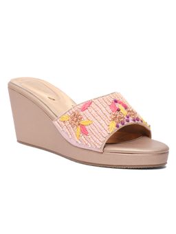 ERIDANI - Women Eshaana Rose Gold Embellished Wedges