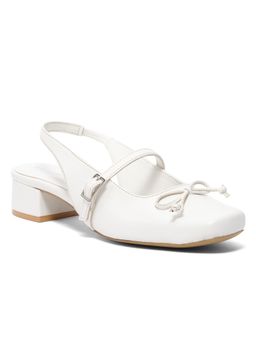 ERIDANI - Women Raquel White Slingback Closed-Toe Heels