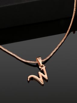 Estele - Valentine Gift - Rose Gold Plated Initial W Letter Pendant for Women