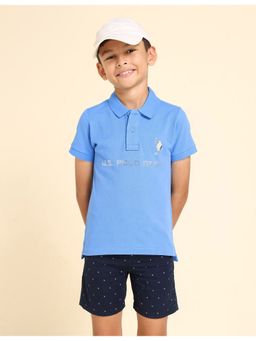 U.S. POLO ASSN. - Boys Metallic Print Polo T-Shirt Blue
