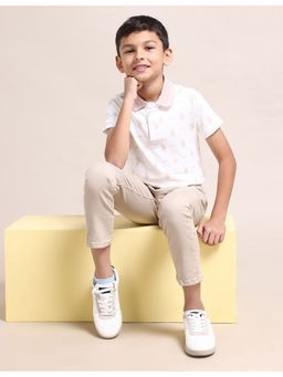 U.S. POLO ASSN. - Boys All Over Logo Printed Polo T-Shirt Off White