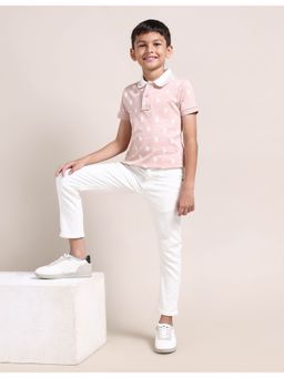 U.S. POLO ASSN. - Boys All Over Logo Printed Polo T-Shirt Pink