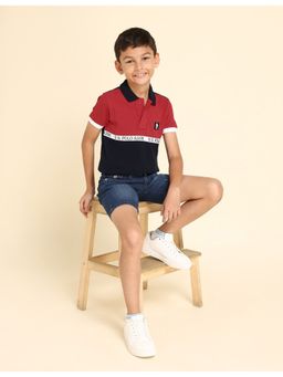 U.S. POLO ASSN. - Boys Colorblock Polo T-Shirt Red & Black