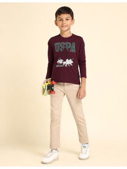 U.S. POLO ASSN. - Boys Pure Cotton Regular T-Shirt Maroon