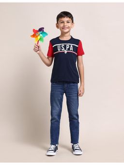 U.S. POLO ASSN. - Boys Pure Cotton Regular T-Shirt Navy Blue