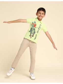 U.S. POLO ASSN. - Boys Cotton Printed Polo T-Shirt Green