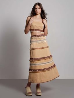 VERO MODA - Beige Shell Tassels Midi Skirt