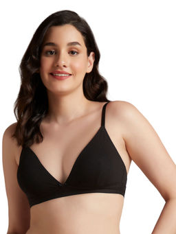 Amante - Black Padded Non-Wired Trendy Plunge T-Shirt Bra