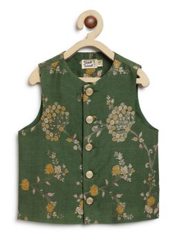 TIBER TABER - Boys Green Floral Jacquar Bundi Jacket