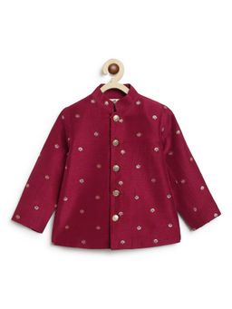 TIBER TABER - Boys Wine Buta Brocade Bandhgala