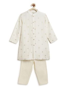 TIBER TABER - Cream Buta Brocade Kurta with Pyjama