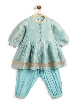 TIBER TABER - Blue Brocade Angrakha and Salwar