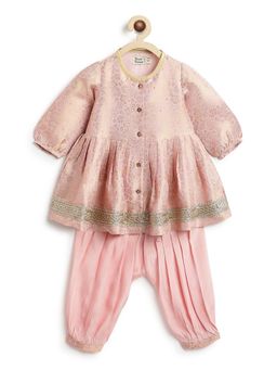 TIBER TABER - Pink Brocade Angrakha and Salwar