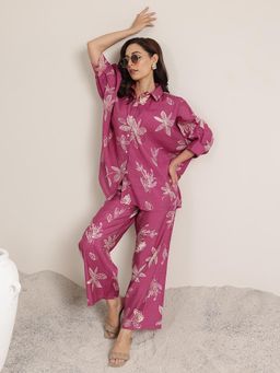 Libas - Pink Printed Kimono Co-Ord (Set of 2)