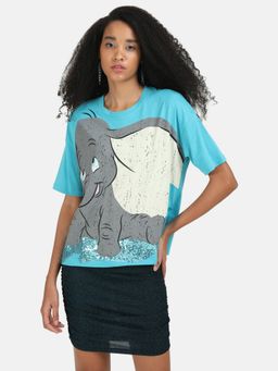 Kazo - Women Blue Dumbo Disney Printed T-Shirt