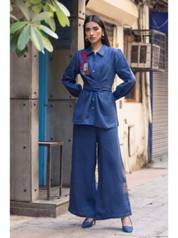 Kaveri - Navy Blue Beaten Metal Tie Co-Ord Set