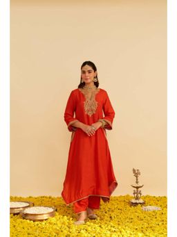 Sheetal Batra - Amaya - Burnt Orange Long Kaftan With Salwar And Dupatta