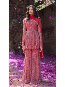 Basanti Kapde aur Koffee - Blush Dynasty Peplum Sharara With Kurta And Dupatta