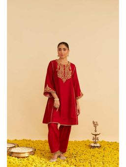 Sheetal Batra - Ayra - Deep Red Short Chauga With Salwar