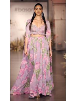 Basanti Kapde aur Koffee - The Mystical Lilacs Cape With Bustier And Skirt