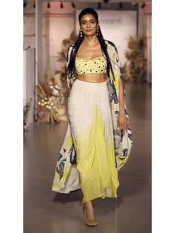 Basanti Kapde aur Koffee - The Citrus Noir Cape With Bustier And Skirt