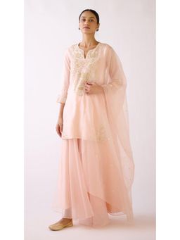 Basanti Kapde aur Koffee - Baby Pink Embroidered Sharara With Kurta And Dupatta