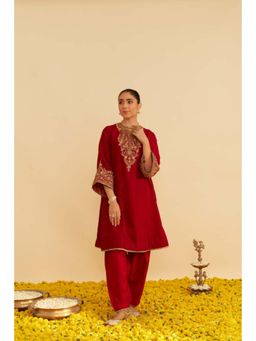 Sheetal Batra - Marwa - Deep Red Short Chauga With Salwar And Dupatta (Lxrts)