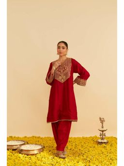 Sheetal Batra - Mehza - Deep Red Short Chauga With Salwar