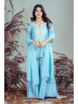 RIRASA - Charita Blue Kurta With Sharara And Dupatta