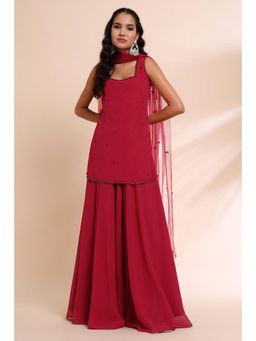 RIRASA - Sucitra Red Kurta With Sharara And Dupatta