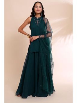 RIRASA - Padma Teal Kurta With Sharara And Dupatta