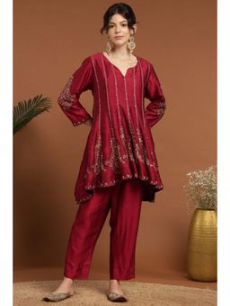 RIRASA - Shyamasundara Red Anarkali Kurta And Pant