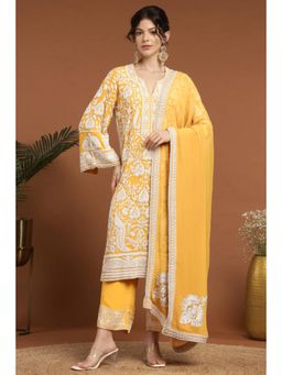 RIRASA - Mohish Yellow Kurta With Pant And Dupatta