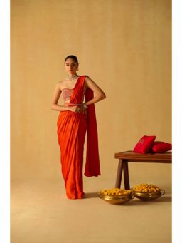 Sheetal Batra - Rumaan Saree With Stitched Blouse And Belt