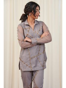 RIRASA - Shikaram Silver Organza Co-Ord Set