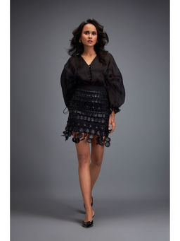Deepika Arora - Womens Self Design Black Skirt