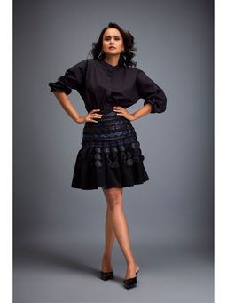Deepika Arora - Womens Self Design Black Skirt